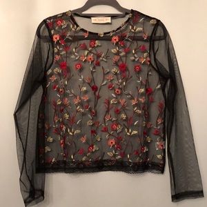 Twinkle long sleeve mesh top